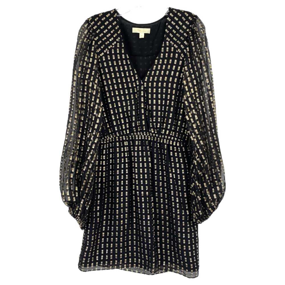 Erin Fetherston Black Gold Puff Sleeve Mini Dress | Size 8